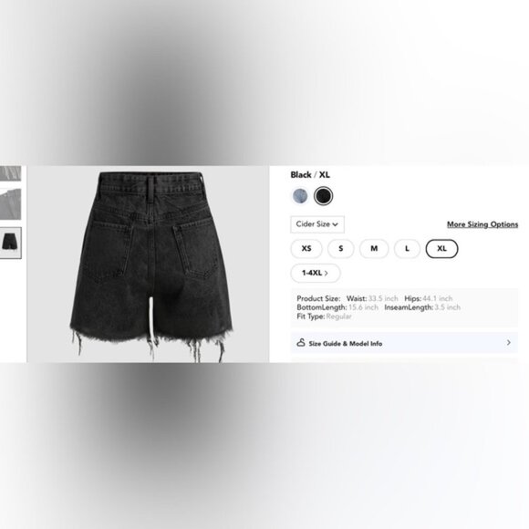 Cider Diamond Tassels Ripped Denim ShortsSize XL - Picture 2 of 10